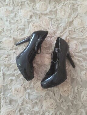 Black Patent Mary Jane High Heels.